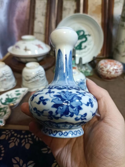 古玩陶瓷光緒花卉紋青花洗口瓶拍賣,當前價格8888元