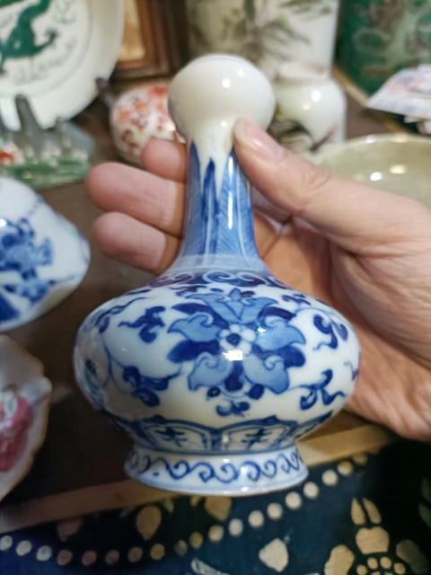 古玩陶瓷光緒花卉紋青花洗口瓶拍賣,當前價格8888元
