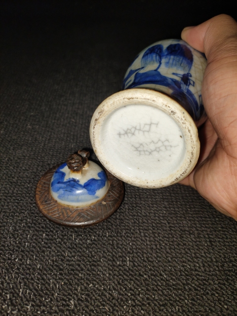 古玩陶瓷【精品】清晚期 哥釉鐵銹花青花山水紋蓋瓶【精品民窯】【傳世佳品】拍賣,當前價格0元