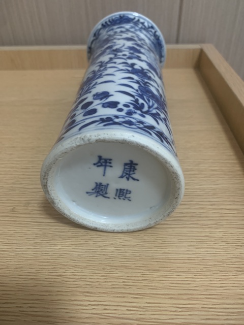 古玩陶瓷清晚期 青花花鳥紋花觚拍賣,當前價格3500元