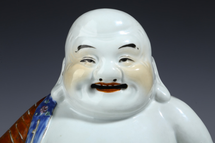 古玩陶瓷（保真卡）民國粉彩彌勒佛拍賣，當前價格7388元