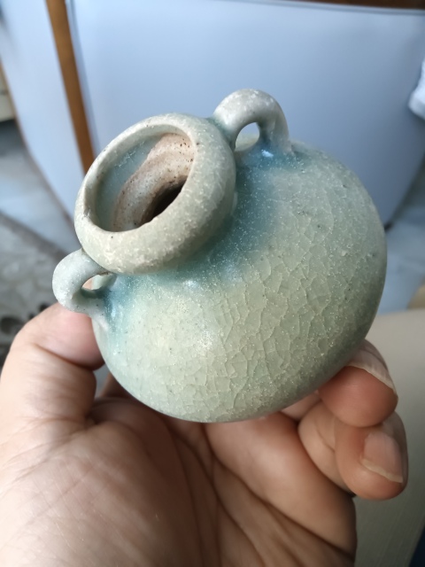 古玩陶瓷龍泉青瓷雙系水盂拍賣(mài)，當(dāng)前價(jià)格1200元