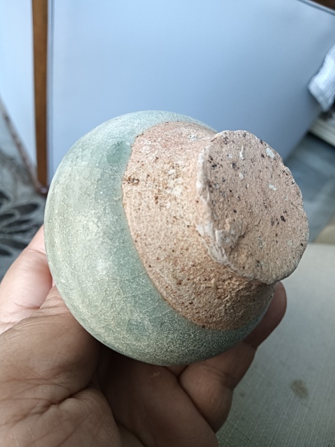 古玩陶瓷龍泉青瓷雙系水盂拍賣(mài)，當(dāng)前價(jià)格1200元