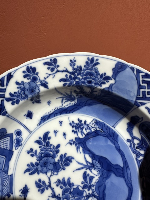 古玩陶瓷清代康熙青花花卉紋盤拍賣，當前價格4800元