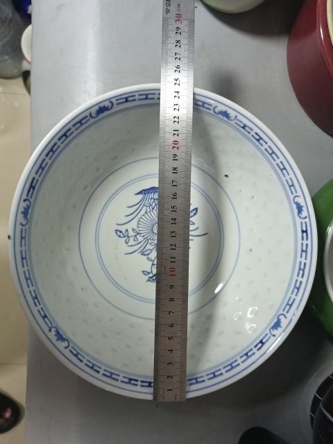 古玩陶瓷精美創匯時期青花花卉紋大碗拍賣,當前價格120元