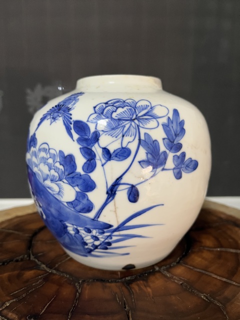 古玩陶瓷光緒花鳥紋青花罐拍賣,當前價格199元