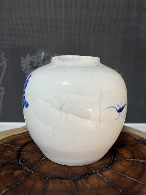 古玩陶瓷光緒花鳥紋青花罐拍賣,當前價格199元