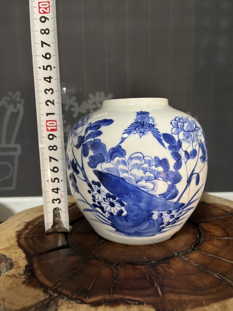 古玩陶瓷光緒花鳥紋青花罐拍賣,當前價格199元