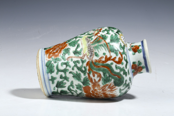 古玩陶瓷清康熙·五彩鳳穿牡丹紋瓶拍賣，當前價格15800元