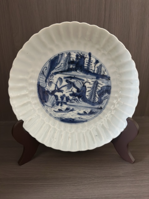 古玩陶瓷人物山水青花盤拍賣，當前價格5800元