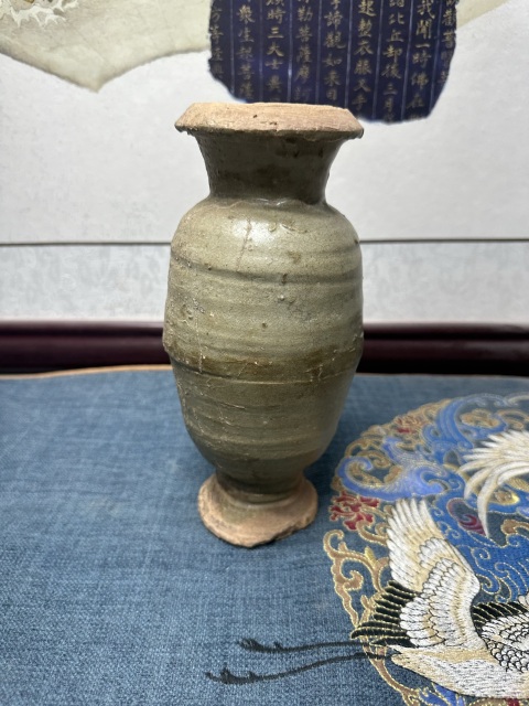 古玩陶瓷宋代精品青釉象腿瓶拍賣,當前價格269元