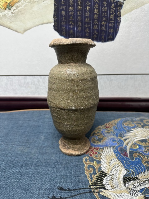 古玩陶瓷宋代精品青釉象腿瓶拍賣,當前價格269元