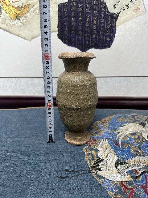 古玩陶瓷宋代精品青釉象腿瓶拍賣,當前價格269元