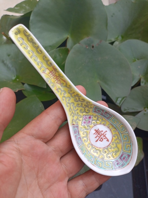 古玩陶瓷粉彩花卉壽字勺拍賣，當前價格188元