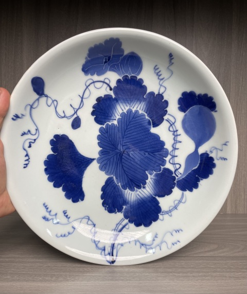 古玩陶瓷清晚期 青花葫蘆紋盤(福祿萬代)拍賣,當前價格460元