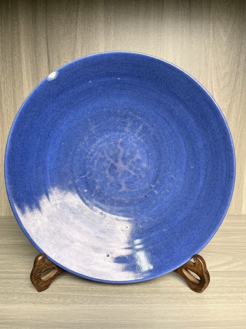 古玩陶瓷清嘉慶 霽藍(lán)釉大盤拍賣,當(dāng)前價(jià)格1550元