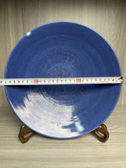 古玩陶瓷清嘉慶 霽藍(lán)釉大盤拍賣,當(dāng)前價(jià)格1550元