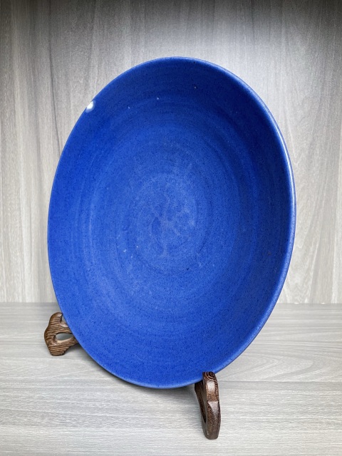 古玩陶瓷清嘉慶 霽藍(lán)釉大盤拍賣,當(dāng)前價(jià)格1550元
