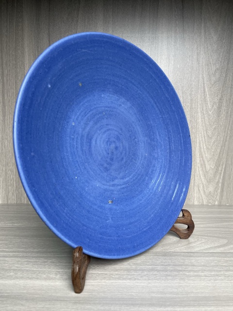 古玩陶瓷清嘉慶 霽藍釉大盤拍賣，當前價格1100元