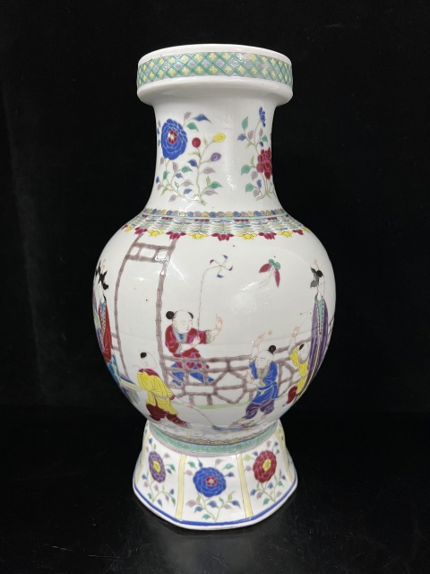 古玩陶瓷清光緒粉彩人物故事瓶拍賣，當前價格12000元