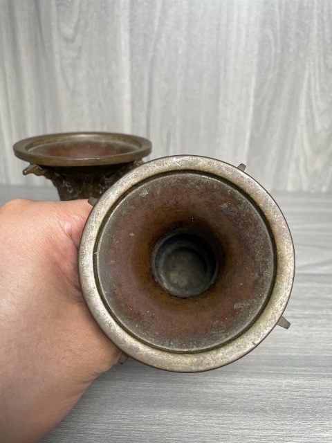 古玩銅器清晚期 銅尊一對拍賣，當前價格550元