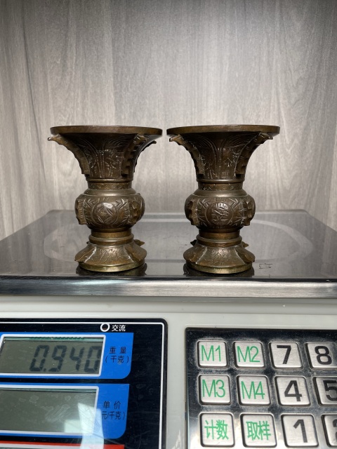 古玩銅器清晚期 銅尊一對拍賣，當前價格550元