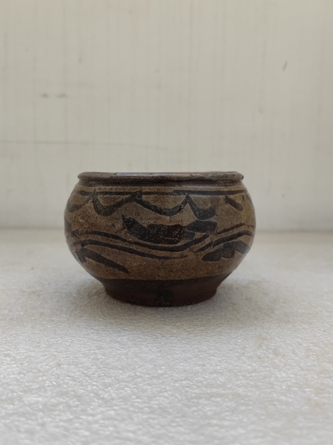 古玩陶瓷馬口窯黑花耳杯拍賣，當前價格680元