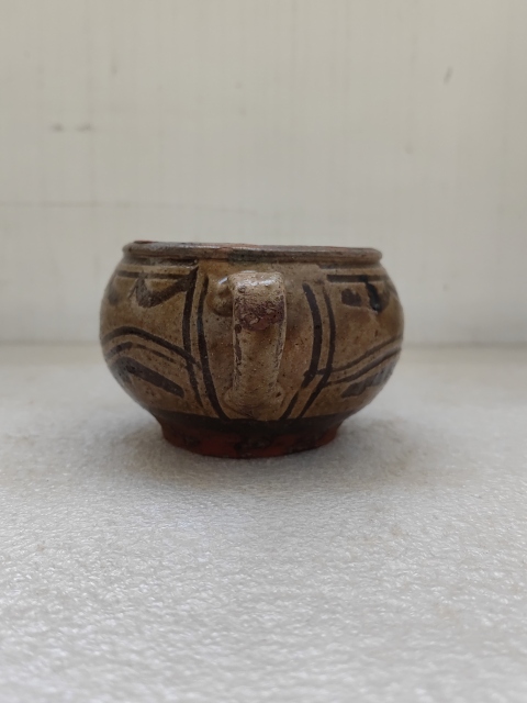 古玩陶瓷馬口窯黑花耳杯拍賣，當前價格680元