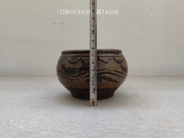 古玩陶瓷馬口窯黑花耳杯拍賣，當前價格680元