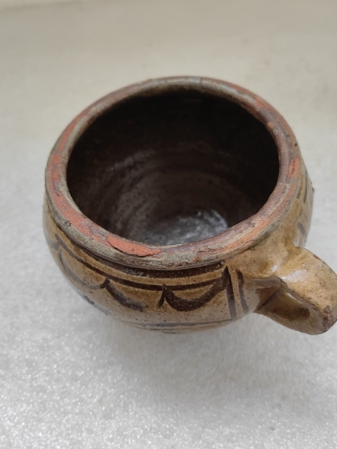 古玩陶瓷馬口窯黑花耳杯拍賣，當前價格680元