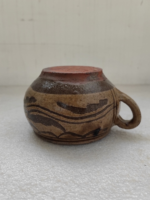 古玩陶瓷馬口窯黑花耳杯拍賣，當前價格680元