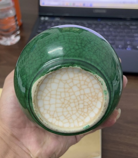古玩陶瓷清綠哥釉天球瓶拍賣,當前價格4280元