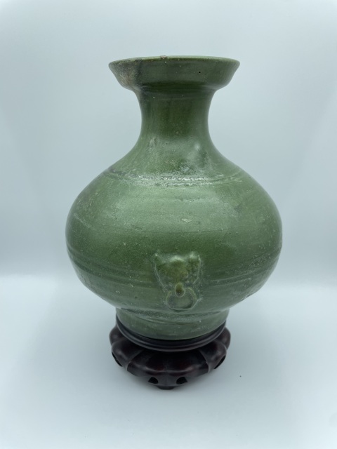 古玩陶瓷【已鑒真】漢代綠釉鋪首罐拍賣，當前價格1700元