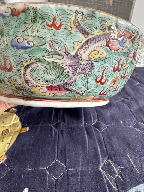 古玩陶瓷大清同治年制款九龍紋大筆洗拍賣(mài)，當(dāng)前價(jià)格58000元