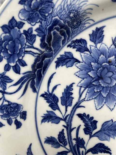 古玩陶瓷清·康熙 青花錦雞牡丹紋折沿盤拍賣,當前價格2800元