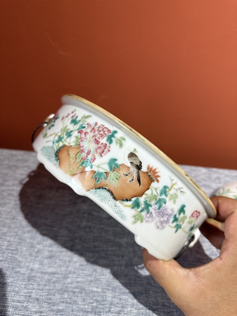 古玩陶瓷清代光緒粉彩富貴白頭一品鍋拍賣，當前價格15800元
