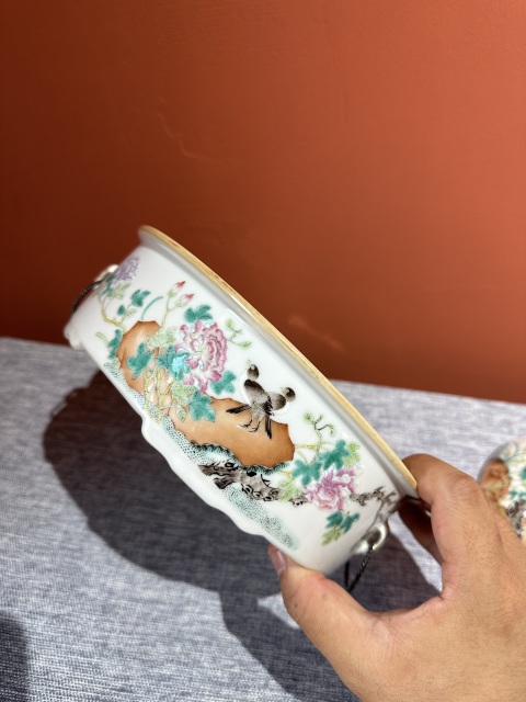 古玩陶瓷清代光緒粉彩富貴白頭一品鍋拍賣，當前價格15800元