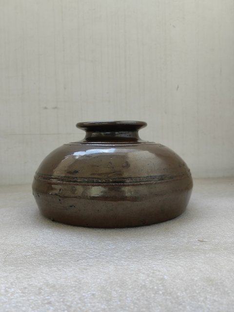 古玩陶瓷磁州窯紫金釉扁壺拍賣，當前價格850元