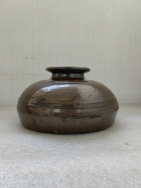 古玩陶瓷磁州窯紫金釉扁壺拍賣，當前價格850元