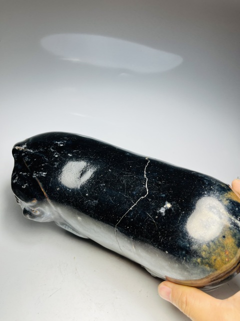 古玩陶瓷窯變黑釉貓枕拍賣,當前價格588元