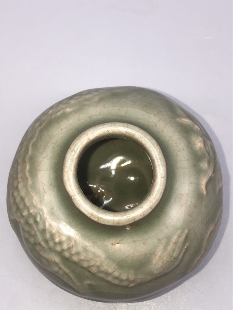 古玩陶瓷龍泉窯青釉模印云龍紋小罐拍賣，當前價格12000元