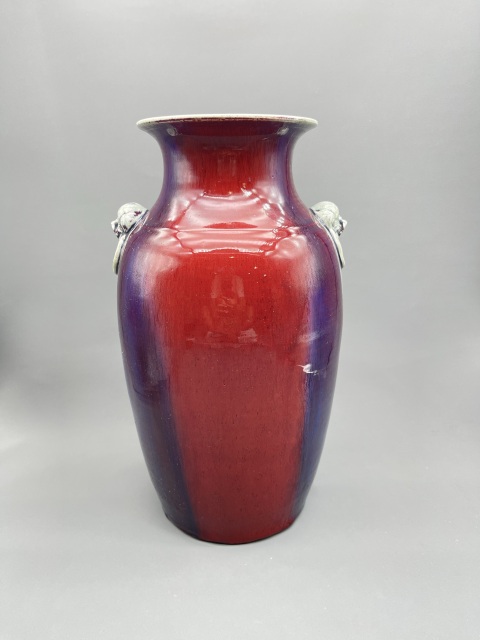 古玩陶瓷乾嘉鈞紅窯變鋪首銜環尊拍賣，當前價格15000元