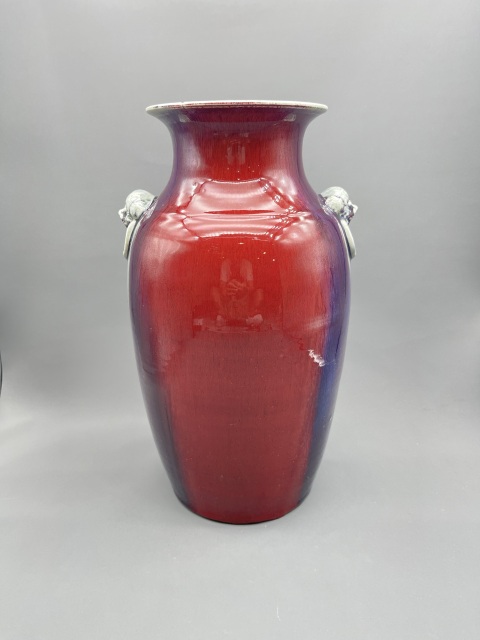 古玩陶瓷乾嘉鈞紅窯變鋪首銜環尊拍賣，當前價格15000元