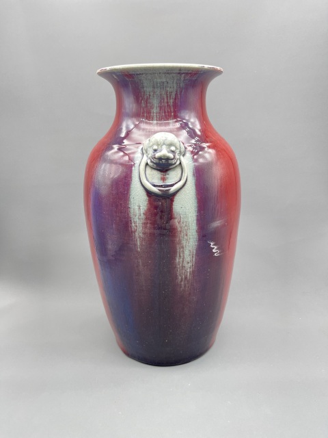 古玩陶瓷乾嘉鈞紅窯變鋪首銜環尊拍賣，當前價格15000元