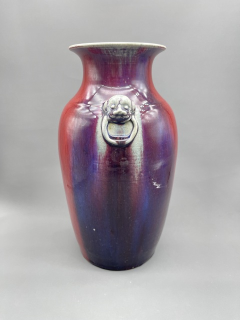 古玩陶瓷乾嘉鈞紅窯變鋪首銜環尊拍賣，當前價格15000元