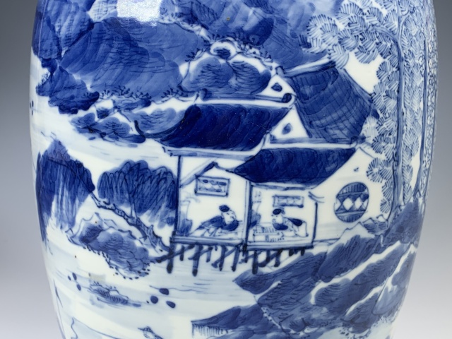 青花山水人物紋瓶 中国古玩 中国美術 域鉴古玩】清晚期·青花山水风景人物纹瓶拍卖价格/图片/值多少钱