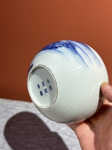 古玩陶瓷清代光緒青花雙獾圖筆洗拍賣,當前價格45800元
