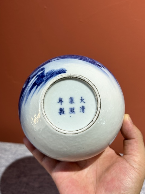 古玩陶瓷清代光緒青花雙獾圖筆洗拍賣,當前價格45800元