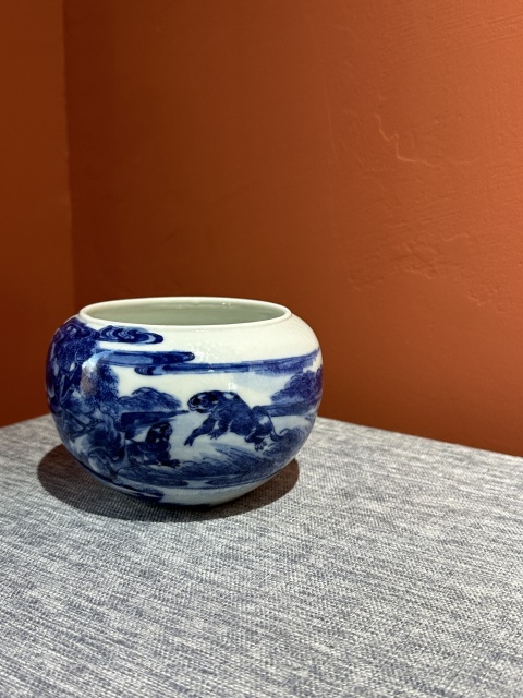古玩陶瓷清代光緒青花雙獾圖筆洗拍賣,當前價格45800元