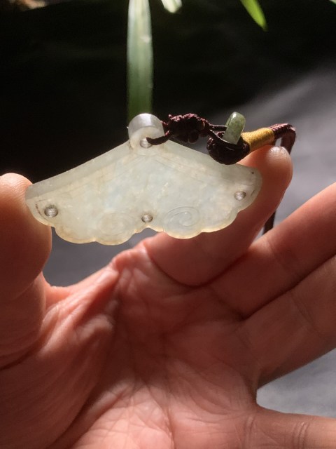 古玩玉器（一口價到底）清代天然冰種翡翠雕“吉慶佩”拍賣，當前價格6000元